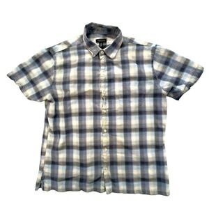 Y2kVan Heusen‎ Men's Blue Plaid Short Sleeve Button Up Casual Shirt Large